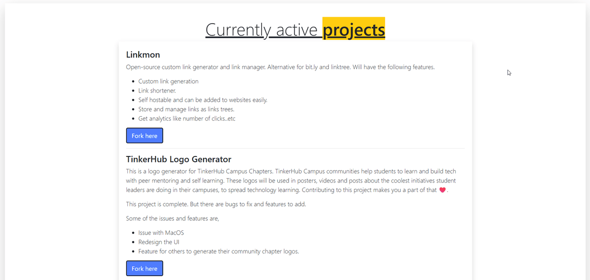 TinkerHub Open Source Projects Directory